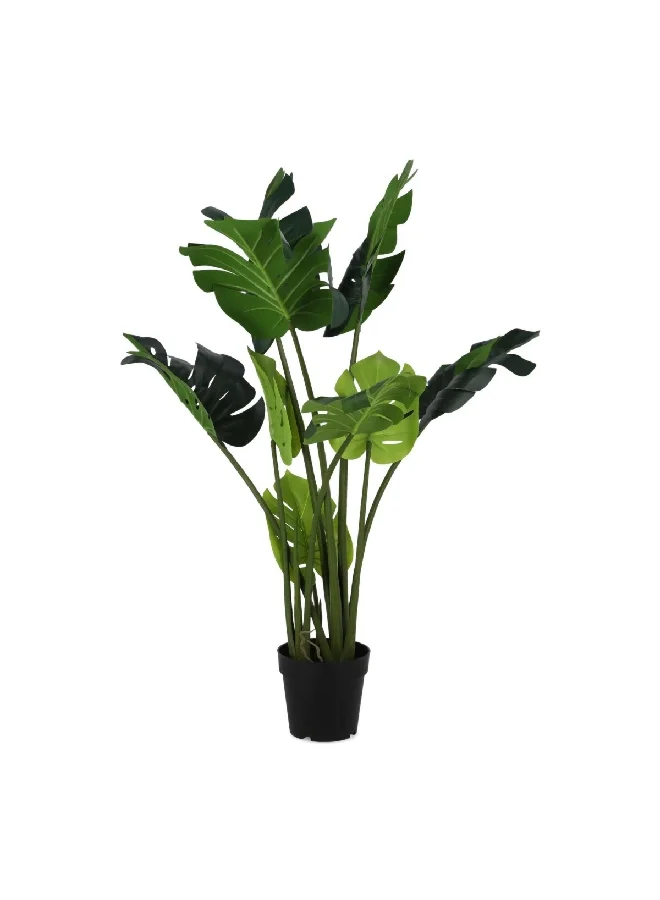 serene 9-Leaves Realistic Looking Plastic Artificial Monstera Plant with Sturdy Pot Green 113cm 19935