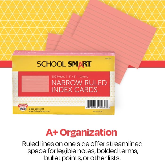 School Smart بطاقات فهرسة ثقيلة الوزن - 3 × 5 بوصات - عبوة من 100 - كرز - 088717 - Image 5