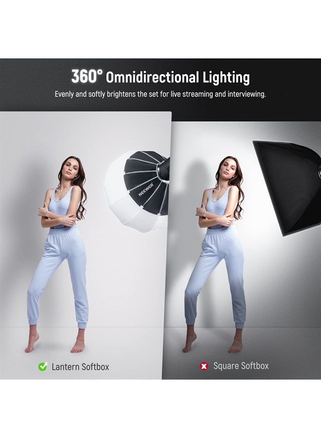 Neewer NEEWER 20"/50cm Lantern Softbox One Step Quick Release, 360° Light Diffuser with Skirt, Bowens Mount for Video Light CB60 CB100 CB150 Compatible with Aputure Light 600d Amaran 60x Godox SL60W, NS50L  - Image 3