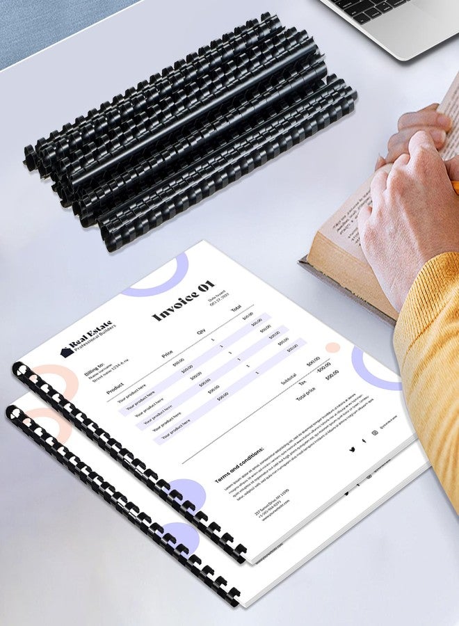 HOUYEE 200 Pack 3/8 Inch Plastic Binding Comb 19 Ring, 60 Sheet Capacity, Letter Size Black Comb Binding Spines - Image 4