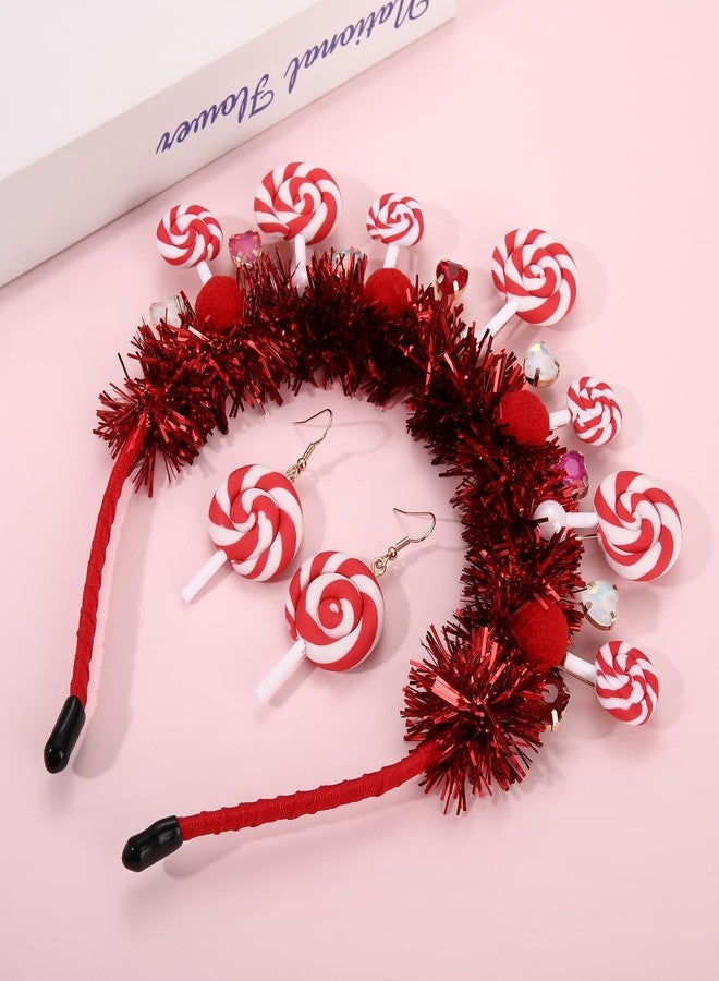 سيالكسهيني إكسسوارات عصابات الرأس على شكل حلوى من CEALXHENY للنساء، عصابات رأس على شكل مصاصات بوم بوم، أزياء عصابات رأس للهالوين والكريسماس للفتيات، أزياء حلوى، هدايا حفلات أعياد الميلاد (النمط B) - Image 4