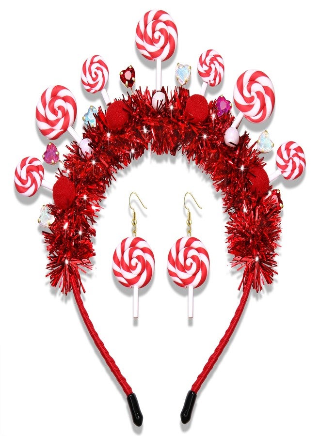 سيالكسهيني إكسسوارات عصابات الرأس على شكل حلوى من CEALXHENY للنساء، عصابات رأس على شكل مصاصات بوم بوم، أزياء عصابات رأس للهالوين والكريسماس للفتيات، أزياء حلوى، هدايا حفلات أعياد الميلاد (النمط B) - Image 1