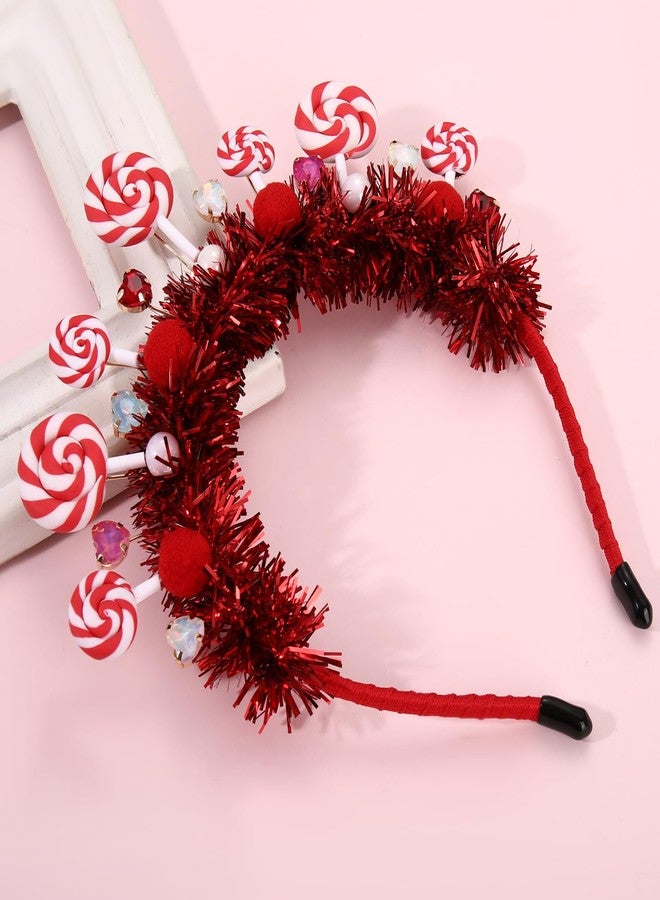 سيالكسهيني إكسسوارات عصابات الرأس على شكل حلوى من CEALXHENY للنساء، عصابات رأس على شكل مصاصات بوم بوم، أزياء عصابات رأس للهالوين والكريسماس للفتيات، أزياء حلوى، هدايا حفلات أعياد الميلاد (النمط B) - Image 5