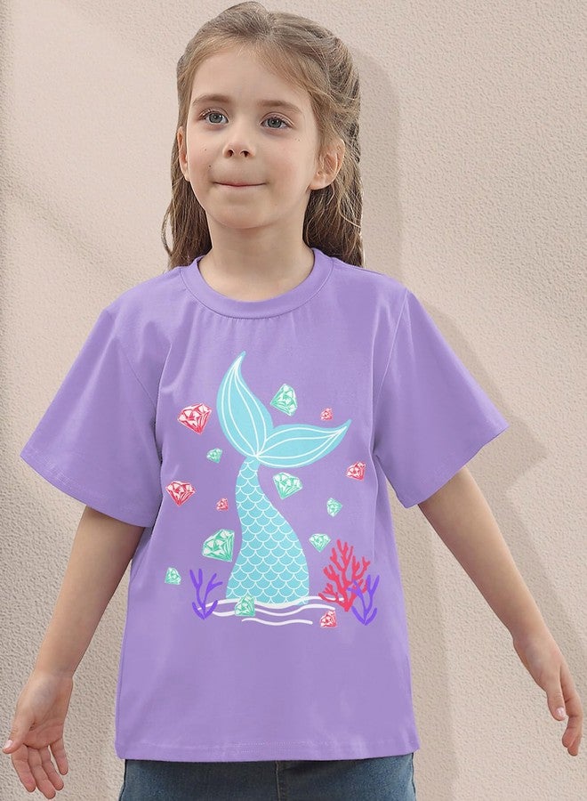 RAISEVERN Girls Graphic Tee 4T Clothes Cute Girl Shirts Mermaid Crewneck Short Sleeve Tshirts 5T Kids Tops Ocean Animal Summer Clothes Outifits - Image 2