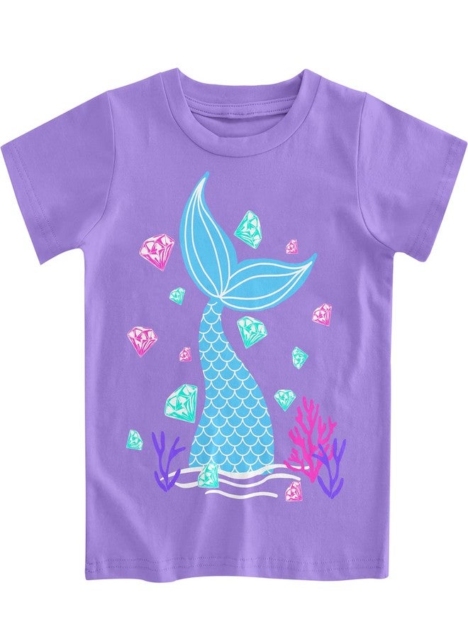 RAISEVERN Girls Graphic Tee 4T Clothes Cute Girl Shirts Mermaid Crewneck Short Sleeve Tshirts 5T Kids Tops Ocean Animal Summer Clothes Outifits - Image 1
