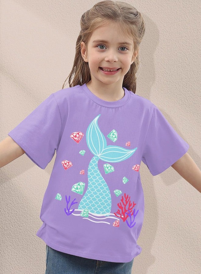 RAISEVERN Girls Graphic Tee 4T Clothes Cute Girl Shirts Mermaid Crewneck Short Sleeve Tshirts 5T Kids Tops Ocean Animal Summer Clothes Outifits - Image 3