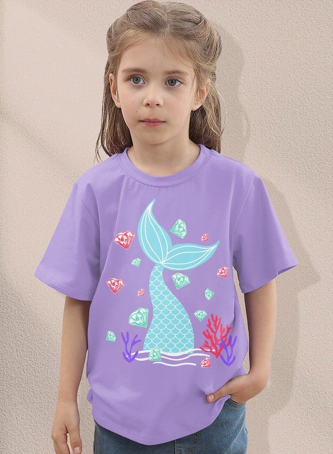RAISEVERN Girls Graphic Tee 4T Clothes Cute Girl Shirts Mermaid Crewneck Short Sleeve Tshirts 5T Kids Tops Ocean Animal Summer Clothes Outifits - Image 4