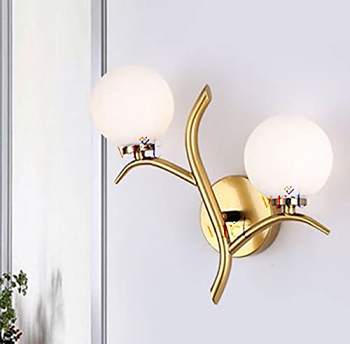 VRCT Milky Glass Globe Wall Mounted Lamp Simplicity Lights Gold Twig Designed Wall Sconce Lighting Butterfly Corded Electric - Image 1