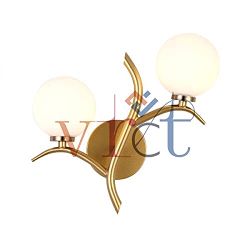 VRCT Milky Glass Globe Wall Mounted Lamp Simplicity Lights Gold Twig Designed Wall Sconce Lighting Butterfly Corded Electric - Image 5