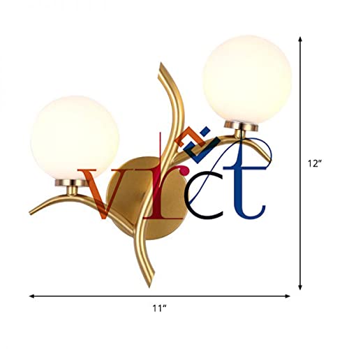 VRCT Milky Glass Globe Wall Mounted Lamp Simplicity Lights Gold Twig Designed Wall Sconce Lighting Butterfly Corded Electric - Image 2