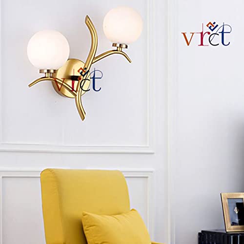 VRCT Milky Glass Globe Wall Mounted Lamp Simplicity Lights Gold Twig Designed Wall Sconce Lighting Butterfly Corded Electric - Image 4