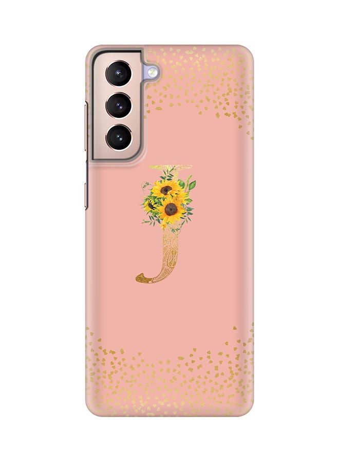 Stylizedd Monogram Slim Cover for Samsung Galaxy S21 Plus 5G Case Custom Initials Letter Floral Pattern Snap Series Mobile Cover Matte Alphabet  - J (Rose Pink) - Image 1