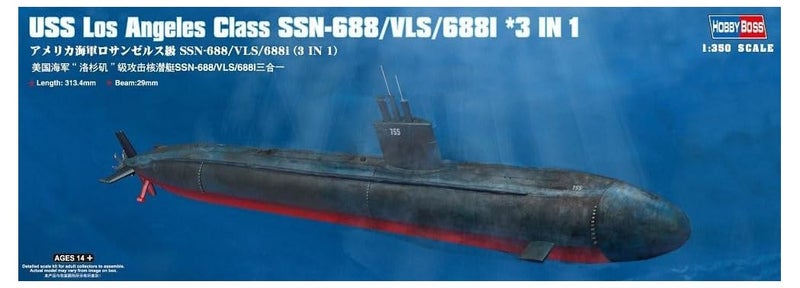 Hobby Boss USS Los Angeles Class SSN-688/VLS/688I 3-in-1 Boat Model Building Kit - Image 1