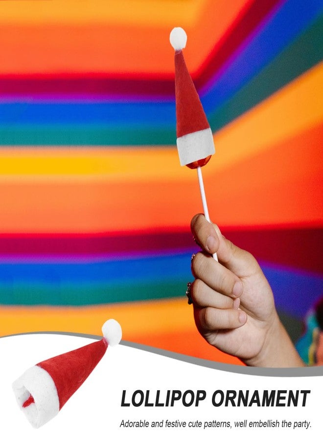 أموسفون مجموعة أموسفن المكونة من 48 قطعة من قبعات عيد الميلاد الصغيرة، وأغطية المصاصات، وأغطية زجاجات النبيذ، لتزيين المصاصات والحلوى. - Image 2