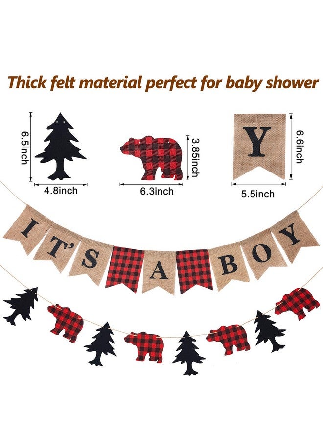 Boao 3 Pcs Lumberjack Birthday Party Banner Lumberjack Theme Christmas Baby Shower Decor It's a Boy Banner Camping Bear Garland Buffalo Plaid Woodland D for Hunting Party Backdrop Supplies - Image 2