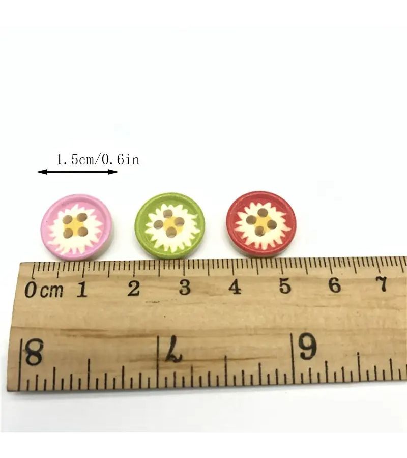 50 Pieces Mixed Color 15mm Wooden Buttons for Sewing Crafts - Image 3