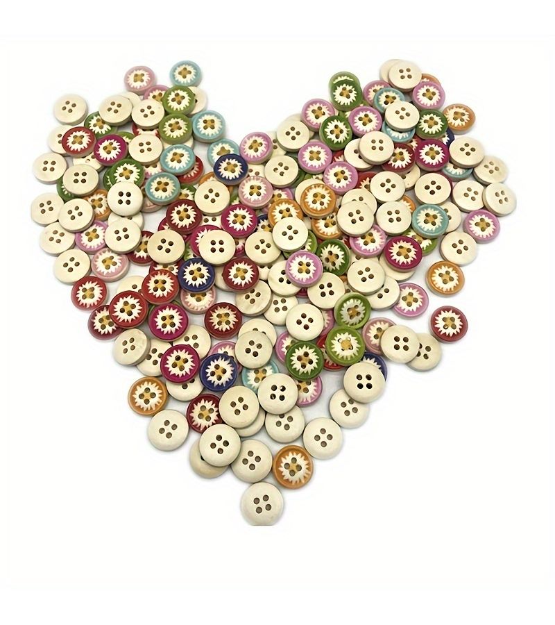 50 Pieces Mixed Color 15mm Wooden Buttons for Sewing Crafts - Image 2