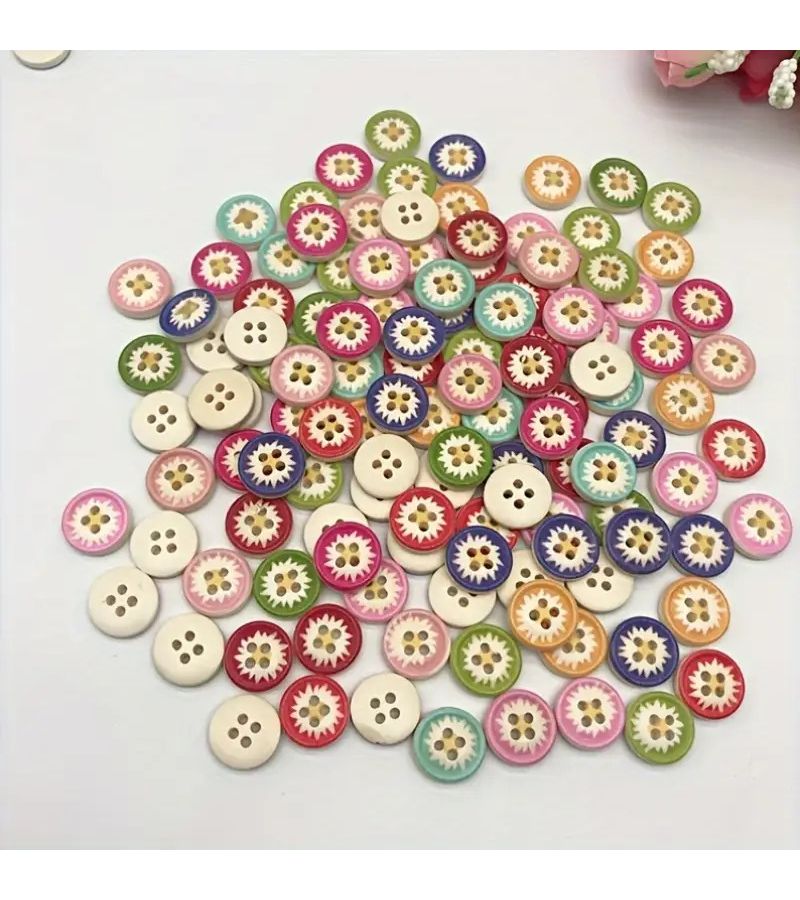 50 Pieces Mixed Color 15mm Wooden Buttons for Sewing Crafts - Image 5