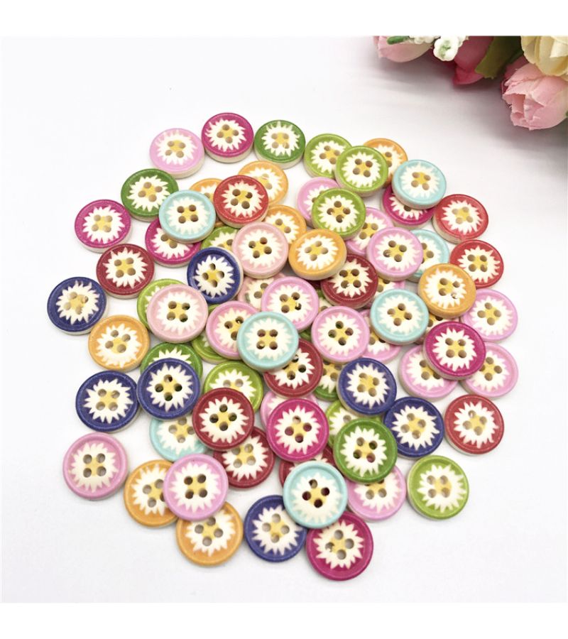 50 Pieces Mixed Color 15mm Wooden Buttons for Sewing Crafts - Image 4