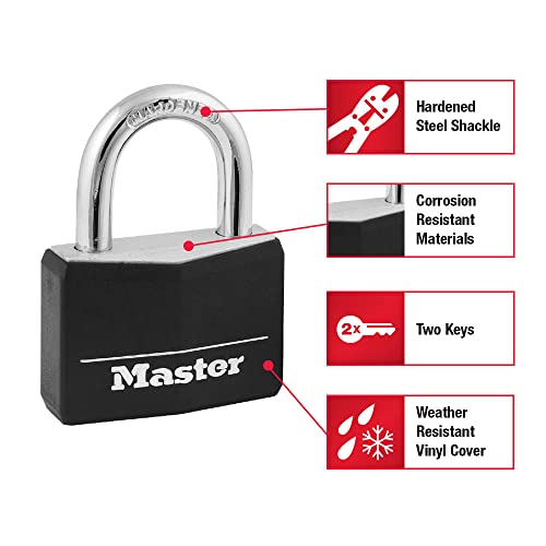 Master Lock 141Q Covered Aluminum Keyed Padlock, 4 Pack, Black - Image 4