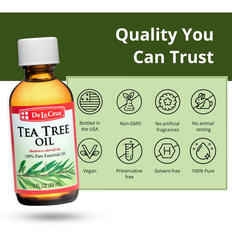 De La Cruz 100% Pure Australian Tea Tree Essential Oil - Steam Distilled for Aromatherapy - 1 FL OZ (3 Bottles) - Image 4