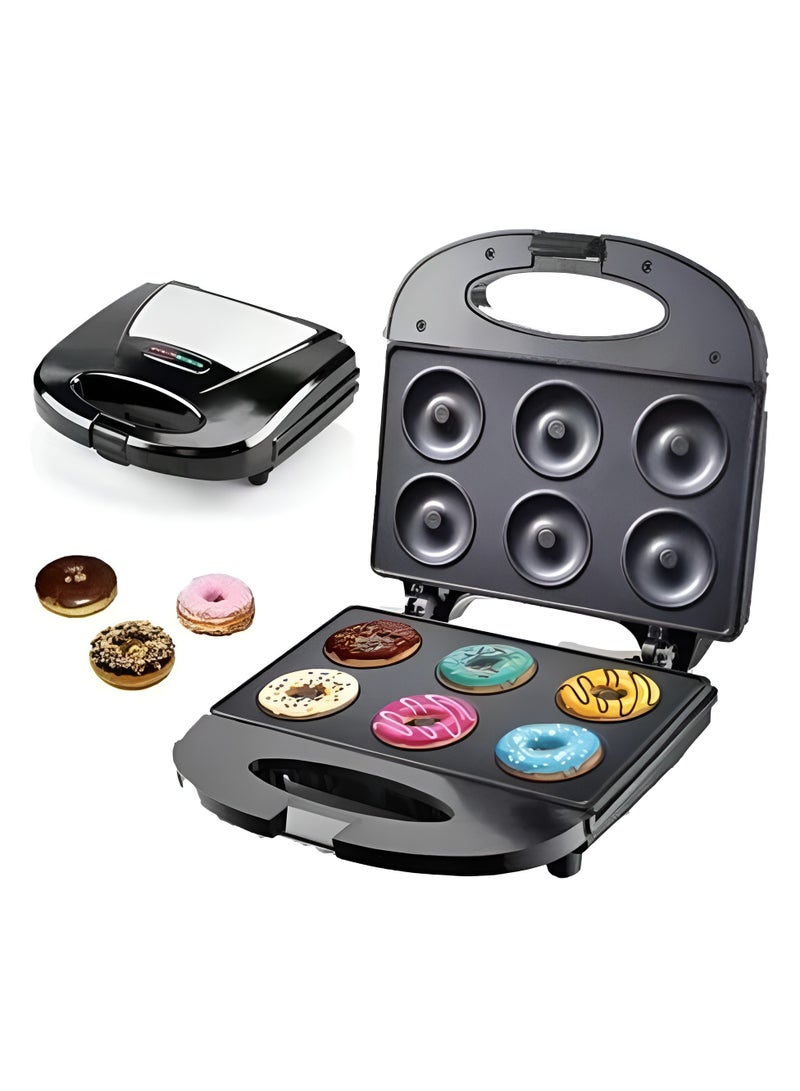 Electric Donut Maker Machine 6-Slot Non Stick Donut Press 750W Fast Heating, Easy to Clean, Compact Design Home Baking Donut Maker for Mini Doughnuts, Breakfast Treats & Desserts - Image 1