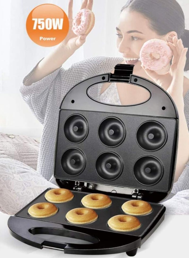 Electric Donut Maker Machine 6-Slot Non Stick Donut Press 750W Fast Heating, Easy to Clean, Compact Design Home Baking Donut Maker for Mini Doughnuts, Breakfast Treats & Desserts - Image 3