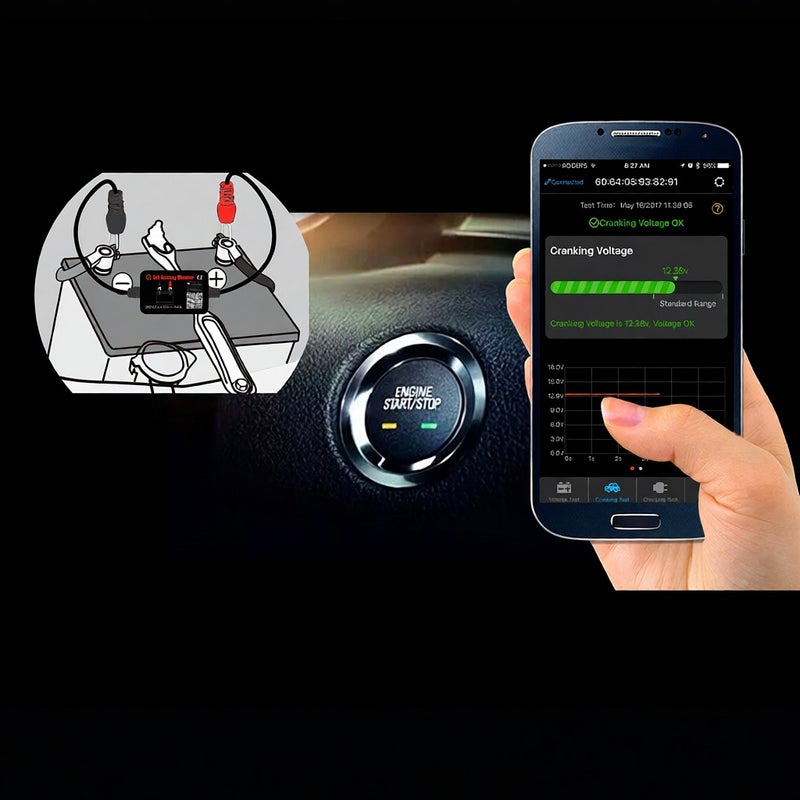 12V Battery Monitor Black Premium ABS Housing: 30-Day Data Storage, Automatic Reminder - Multi-Language Support Battery Tester for Vehicle Owners - Image 4