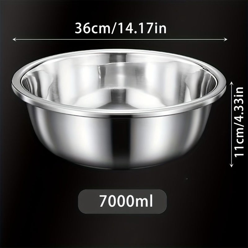 2pcs 14 Inch Stainless Steel Large Capacity Mixing Bowls For Salad Fruit Vegetable And Food Preparation Kitchen Essential - Image 3