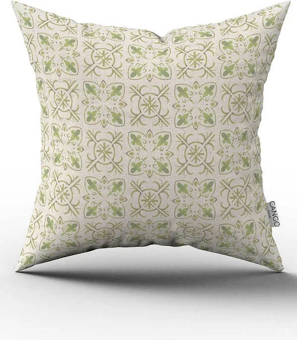 Cango Home Double Sided Green Cream Decorative Digital Printed Throw Pillow Cover CGH1074