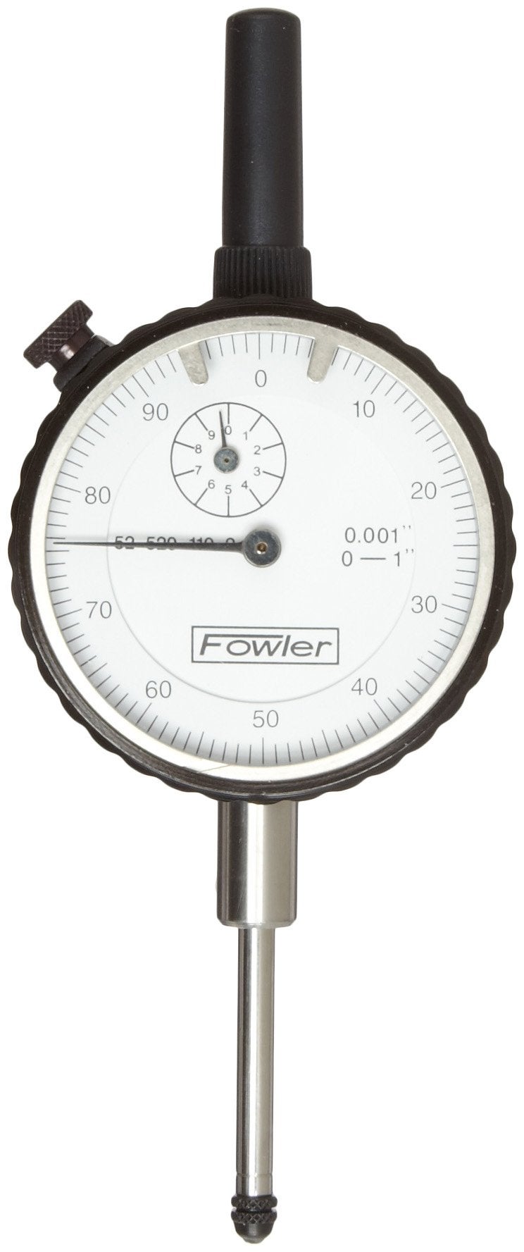 Fowler 52-520-110-2 Brass Premium Dial Indicator, White Face, 1" Total Travel - Image 1