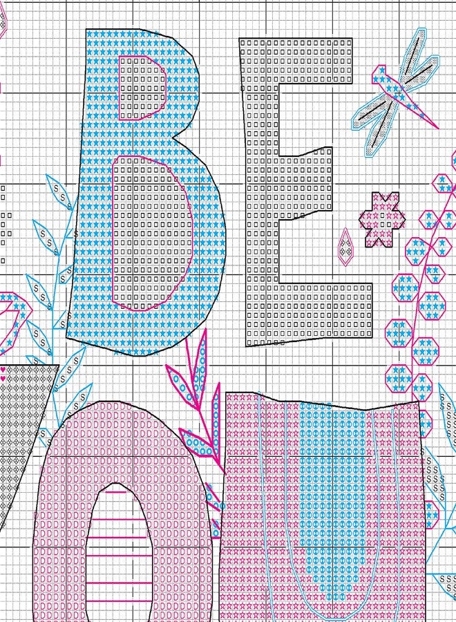 Dimensions 70-35412 Be-You-Tiful Counted Cross Stitch Kit for Beginners, 14 Cnt. Navy Aida, 11" x 11", 4pcs - Image 4