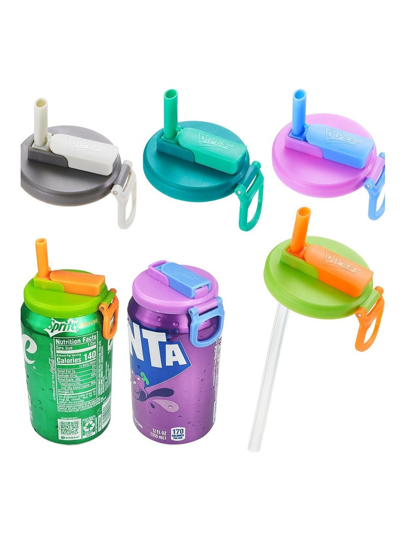 4 Colors 4 Pack Soda Can Lids with Straws for Soda, BPA Free, Reusable, Fits Standard Canned Drinks, Beer, Juice, Soda (MC-4, 4) - Image 1