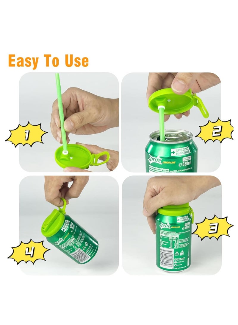 4 Colors 4 Pack Soda Can Lids with Straws for Soda, BPA Free, Reusable, Fits Standard Canned Drinks, Beer, Juice, Soda (MC-4, 4) - Image 3