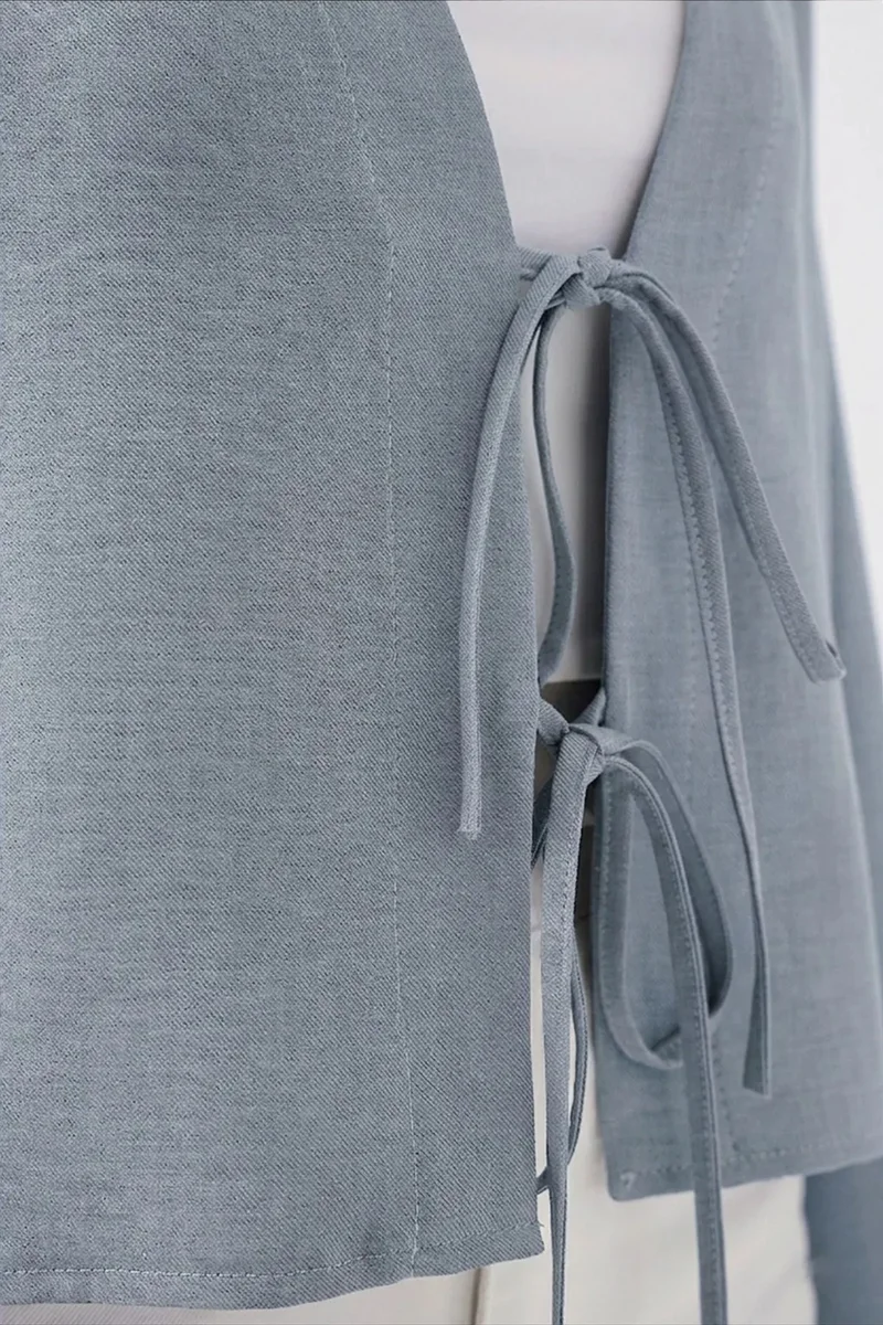 Big Dart BDART Viscose Blend V-Neck Long Sleeve Kimono with Binding Detail