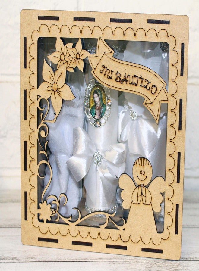 Ooki Elegant Wood Box 5pc Our Lady Guadalupe Charm Rhinestone Mi Bautizo Baptism Gift Set Rosary Candle Communion Espanol Nina Nino Favor Bible Velas Recuerdos - Image 1