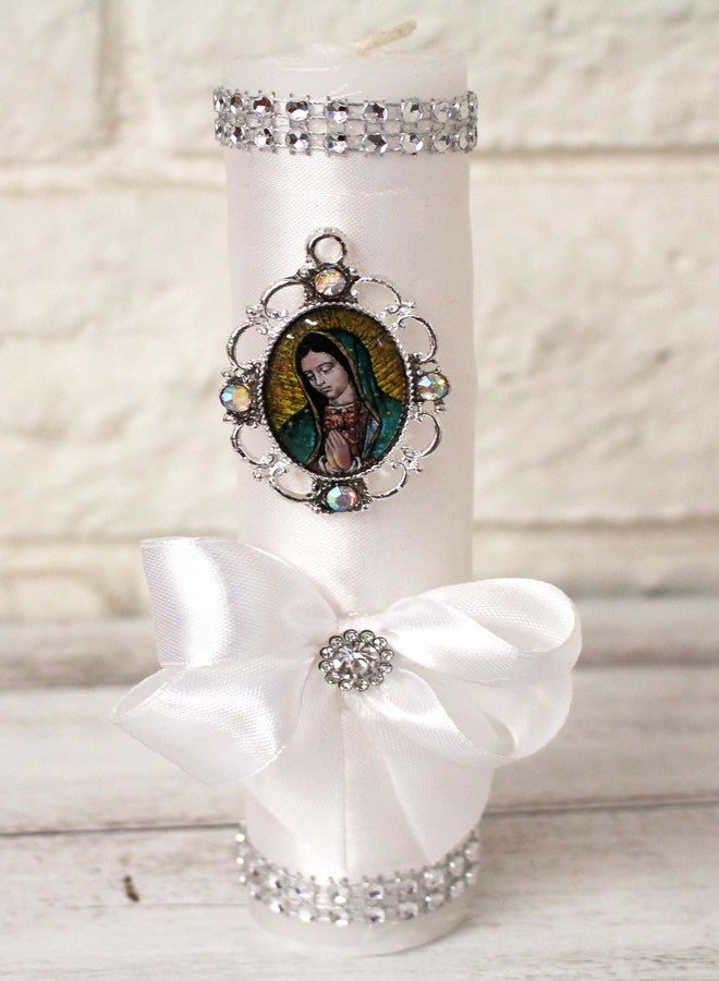 Ooki Elegant Wood Box 5pc Our Lady Guadalupe Charm Rhinestone Mi Bautizo Baptism Gift Set Rosary Candle Communion Espanol Nina Nino Favor Bible Velas Recuerdos - Image 5