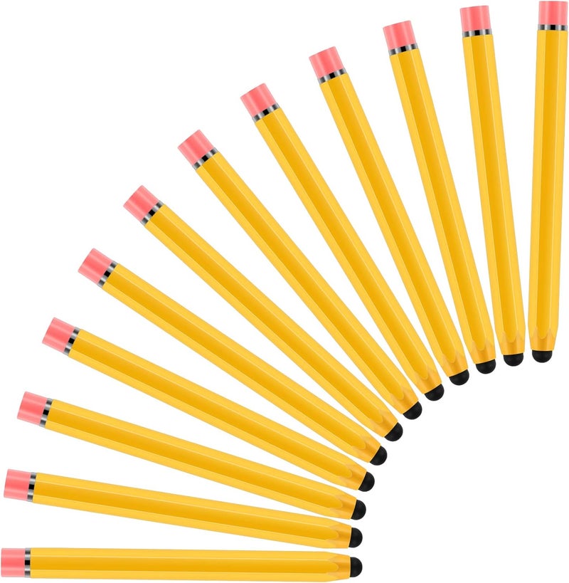 Konohan 12 Pcs Kids Stylus Pens for Touch Screens Hexagon Pencil Shaped Crayon Stylus Pen for Children Youth Girls Boys Compatible with iPhone Android Edition Tablet Universal Devices, Yellow - Image 1