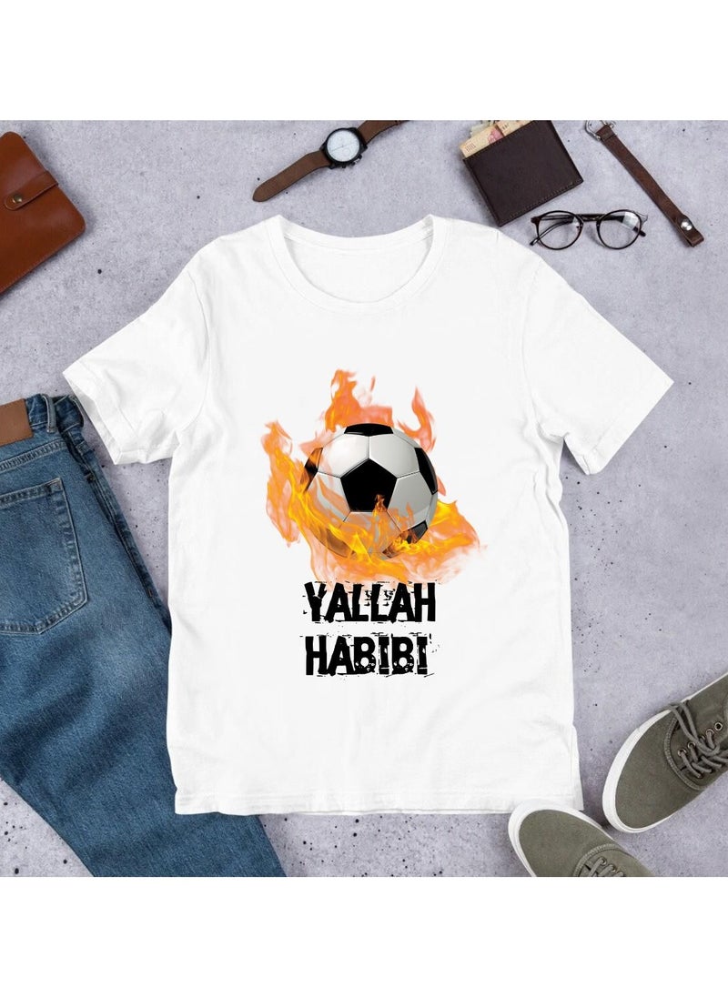 MEC - Yalla Habibi Football Design T-Shirt Medium White - Image 1