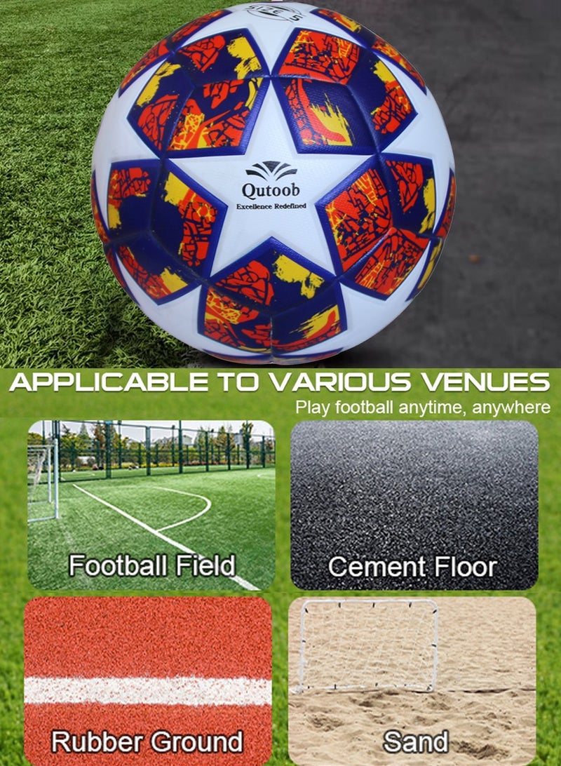 QUTOOB Football - FIFA Standard Size 5 - High Quality PU Leather, Durable and Water-Resistant - Excellent Bounce and Control - High Visibility Colors -Ideal For Training, Matches and Games - Image 4