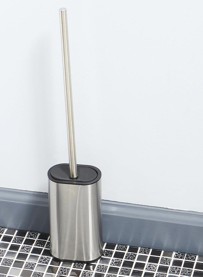 Home Basics Half Size Stainless Steel Toilet Brush Holder with Flexible Rubber Brush Head, Black by Home Basics - Image 5