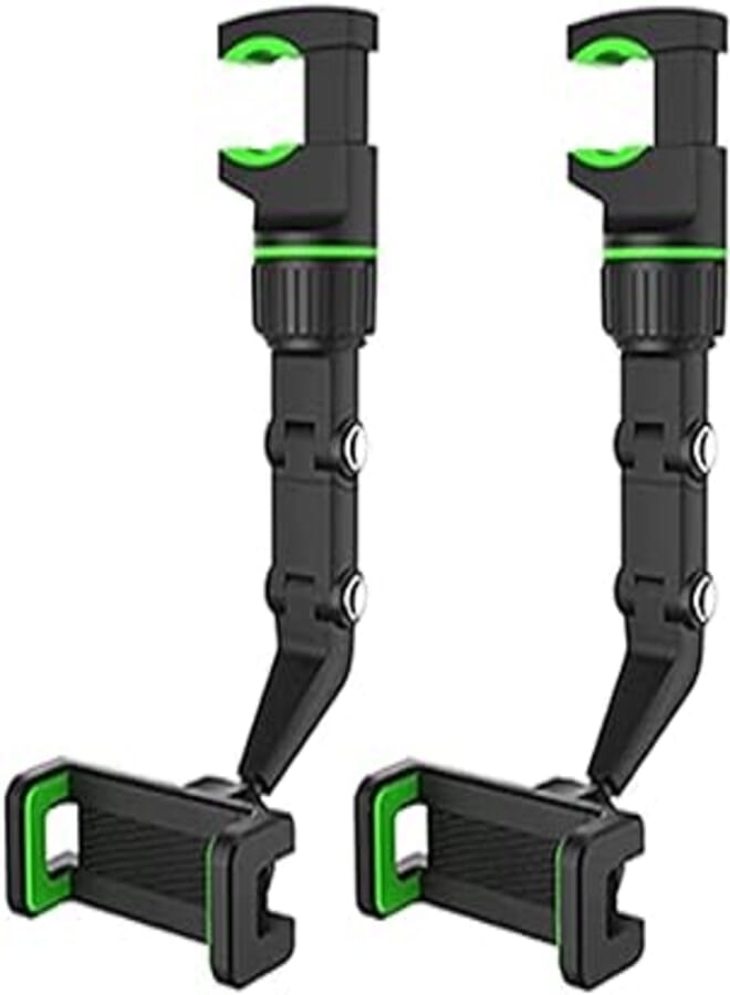 Car Mirror Phone Holder Mount, Multifunctional Pop Rearview Mirror Phone Holder Car Accessories, HiYi 360° Car Rearview Mirror Mount Phone GPS Holder Cell Phone Stand for Car Desk (2PCS-Green)