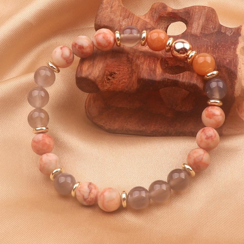 KSQS Healing Stone Bead Bracelet for Women, Natural Gemstones Balance Protection Bracelet, Spiritual Crystal Beads Bracelet Anxiety Relief with Meaning Card(#24) - Image 4