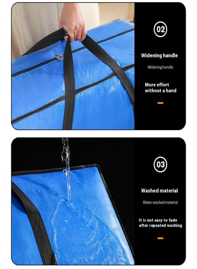3-pack moving & storage & travel multi-purpose 3 sizes large capacity waterproof and dustproof thickened reinforced easy to fold portable zipper storage bag, save space. Suitable for storing clothes, pillows, blankets, toys, etc.  - Image 3