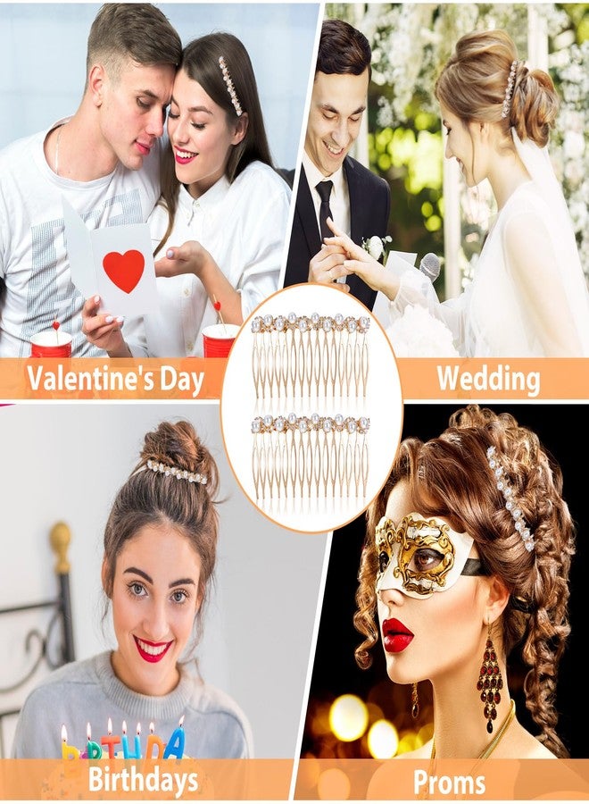 LLOUSSAK 2Pcs Hair Combs for Women Accessories, Hair Combs for Women Decorative, Gold Pearl Hair Comb with Rhinestones, Decorative Hair Combs for Women, Hair Side Combs for Bridal Wedding - Image 4