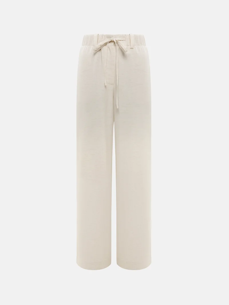 Lichi Loose-fitting viscose and linen trousers with waist ties