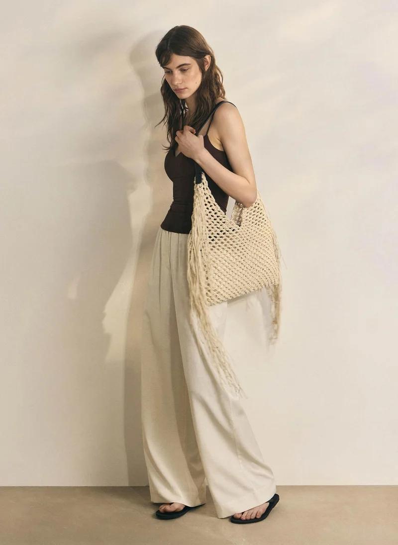 Lichi  Loose-fitting viscose and linen trousers with waist ties for Women | Best Price UAE