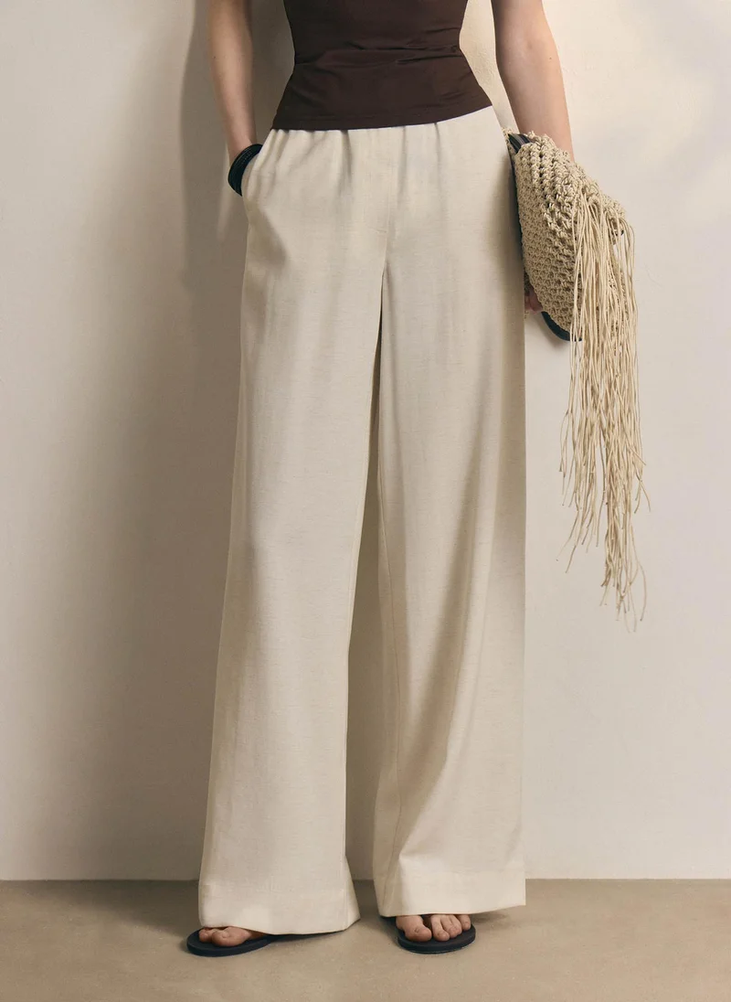 Lichi  Loose-fitting viscose and linen trousers with waist ties for Women | Best Price UAE