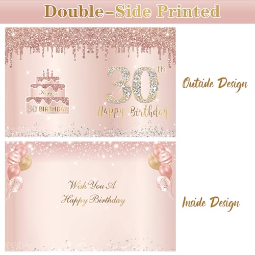 Eucutur Large 30 Birthday Card with Envelope, Jumbo Happy 30th Birthday Card Gifts for Girl, Extra Big 30 Birthday Guest Book Greeting Cards Party Supplies，Pink Rose Gold Giant Thirty Year Birthday Card - Image 2