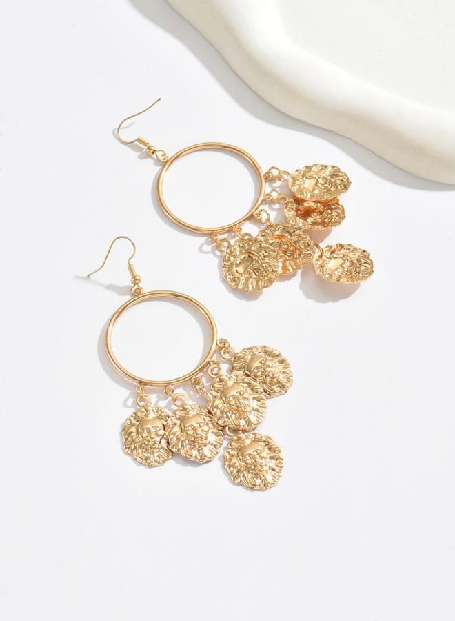 تايك تو أقراط حلقية ذهبية متدلية بتصميم أسد - Image 4